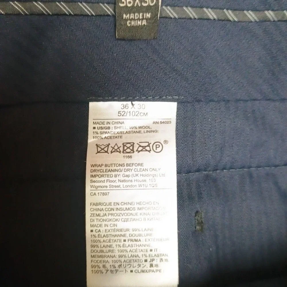 Banana Republic Pants Men 36x30 Blue Dress Slim 120s Marzotto Wool Suit Work